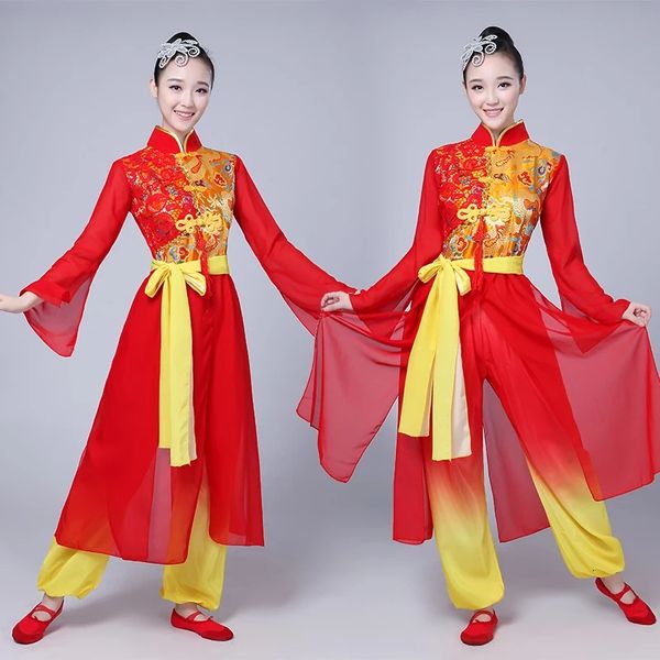 

songyuexia new yangko drum team clothes for men and women adults national wind drumming clothes dragon and lion dance costumes, Black;red