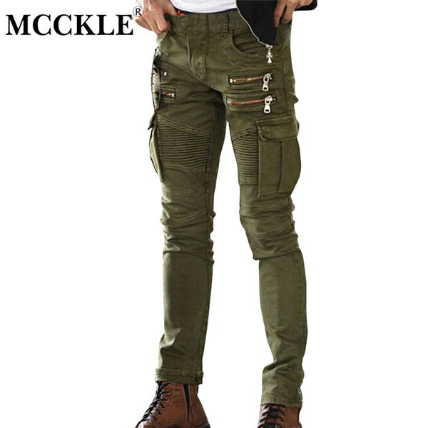 

mcckle green black mens denim biker cargo jeans brand men stretch skinny moto pencil jeans runway distressed motorcycle jean, Blue