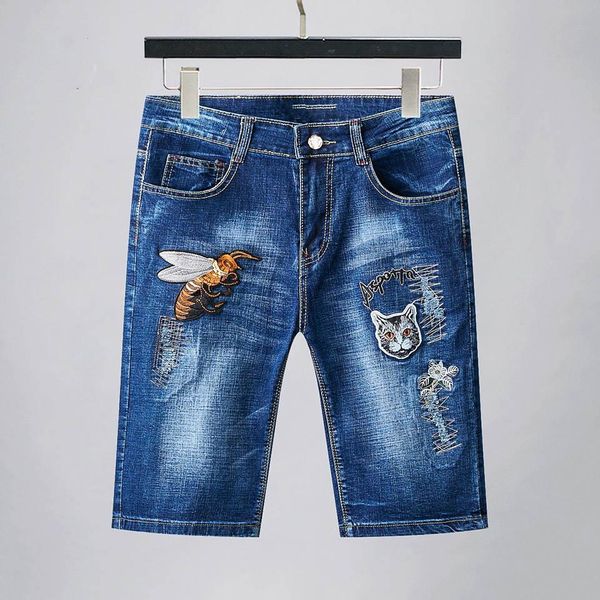 

2020 мужские джинсы шорты мужчин хлопок leisure denim шорты мужчины jogger мужские hole короткие джинсы мужские перегоны повседневные джинсо, Blue
