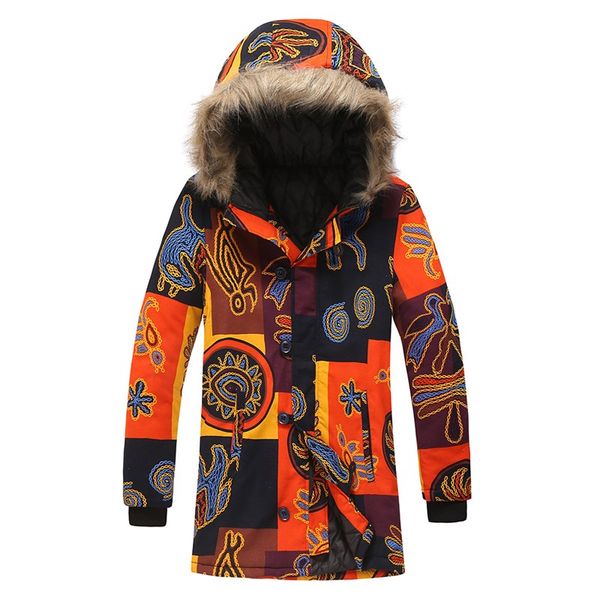 

2019 autumn/winter style, men's fashion casual cotton clothing youth wear, ethnic style long sleeve printed thermal clothing, Black