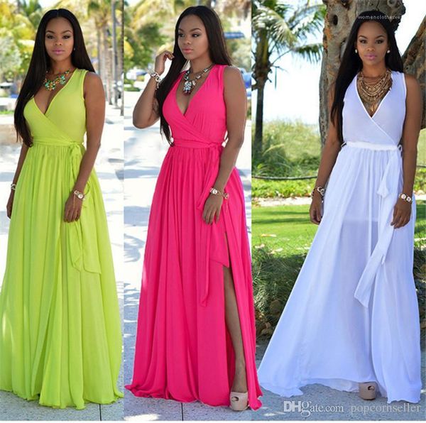 

large size deep v neck chiffon dress ladies causal clothing summer fashion designer dresses beach split, Black;gray