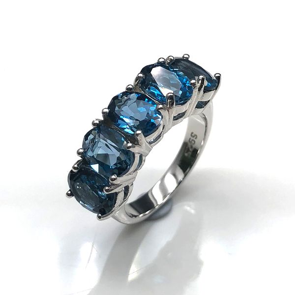 

natural london blue z gemstone jewelry set simple classic rings and earrings 925 sterling sliver for women gift, Silver