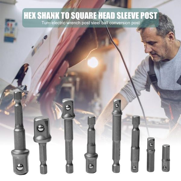 

3pcs/8pcs chrome vanadium steel socket adapter hex shank to 1/4 3/8 1/2 extension rod hex to square electric screwdriver tool
