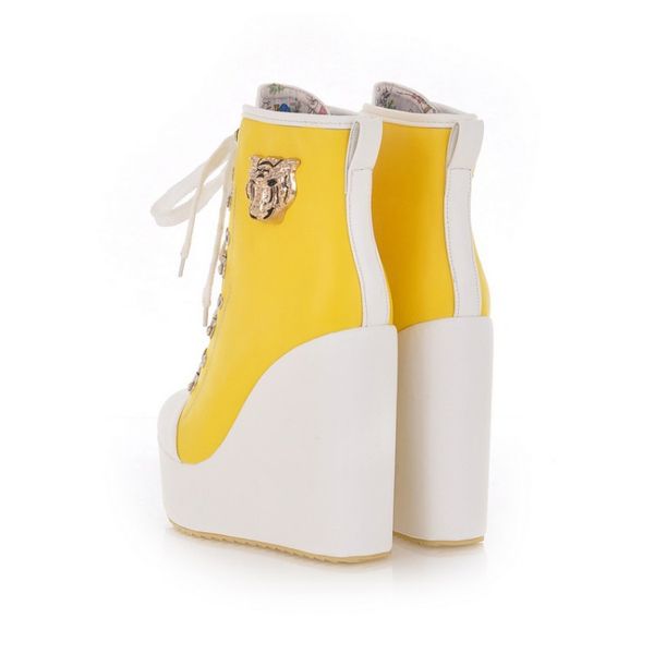 

women's ankle boots super high wedges ankle boots lace casual women's large size shoes women, Black