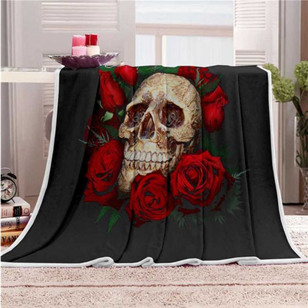 

3d skull blanket double thick pattern plush blanket bed soft basket