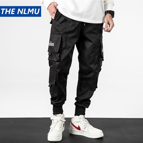 

2020 men joggers cargo pants multi-pocket streetwear casual sweatpants pant hip hop slim fit trousers pocket male wo256, Black