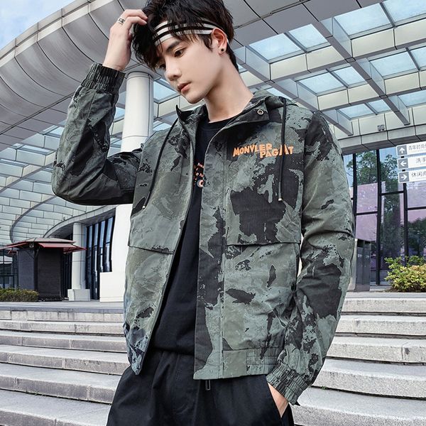 

spring autumn big size men's camouflage bomber jacket hooded retro tactical biker pilot jackets windbreaker streetwear, Black;brown