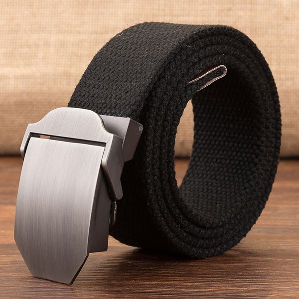 

automatic canvas buckle canvas men's outdoor leisure woven belt sail youth student belt, Black;brown