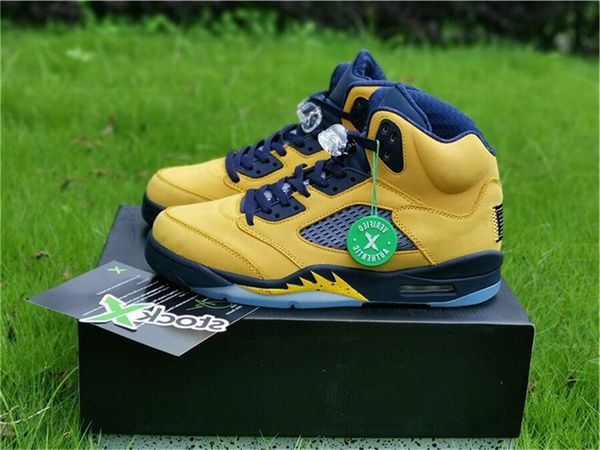 

2019 new arrival air 5 sp michigan inspire retro amarillo college navy men basketball shoes cq9541-704 running sneakers size 7-13, White;red