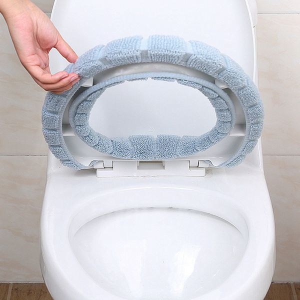 

bathroom toilet seat cover closestool warm thickened o-type soft warmer mat pad cushion toilet seat cover bathroom accessories