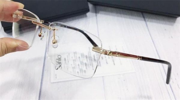 

new fashion men optical titanium glasses 579 metal small square frameless popular design style with box, Black