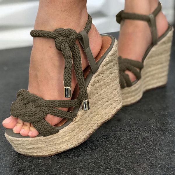 

women wedge sandals summer female lace-up platform fashion high heel sandals fashion ankle strap open toe ladies shoes, Black