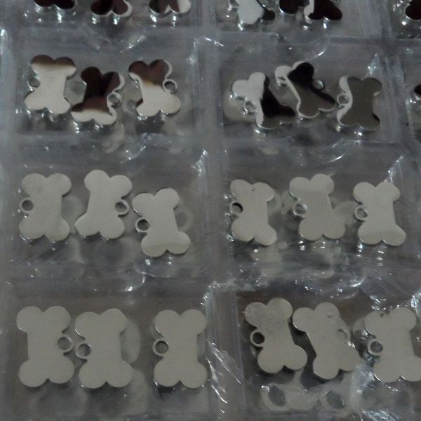 100 PCS muito atacado de aço inoxidável prata encontrar jóias de alta polido pequeno 13 * 20mm dog osso tag encantos pingente DIY