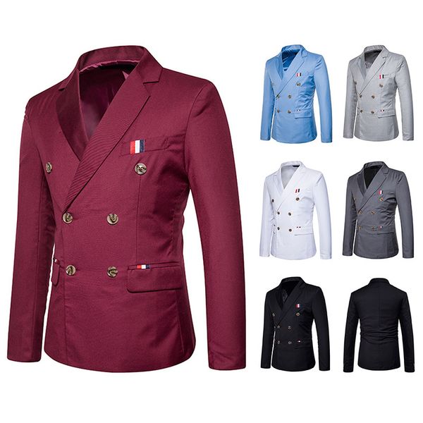 

мужская мода партии двойной брестед повседневная малый blazer jacket, White;black