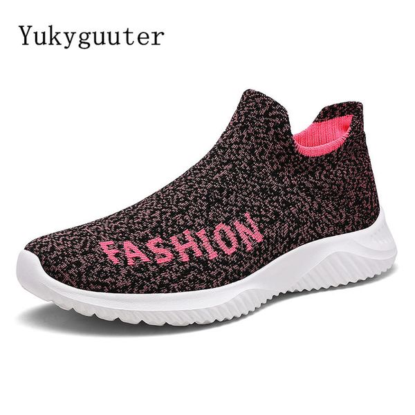 

women running shoes sports sneakers flats breathable light weight mesh autumn walking shoes socks athletic slip on platform