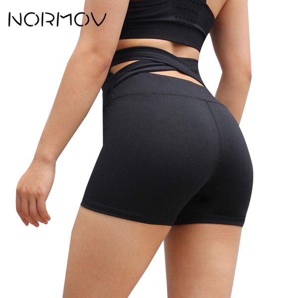 

solid black high waist yoga shorts for sports women fitness clothing breathable running back cross denim shorts female, White;red