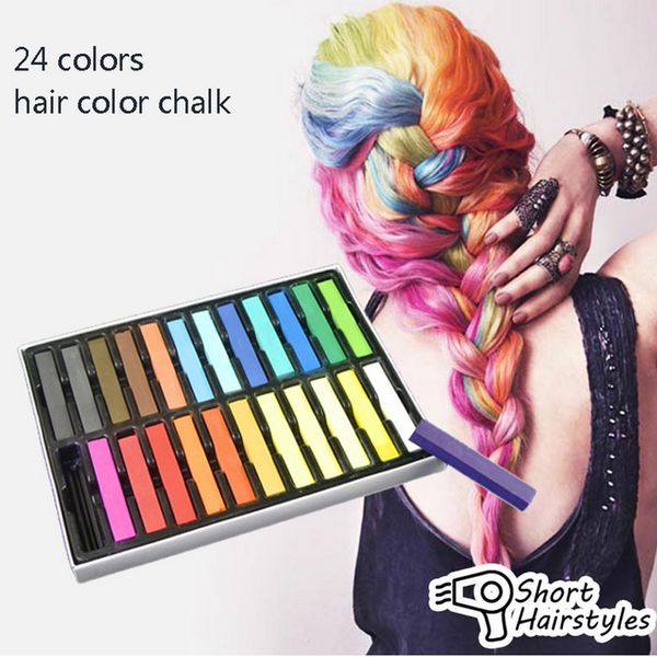 

1 set 24 colors non-toxic hair chalk diy easy temporary salon colors hair chalk dye soft pastels kit beauty