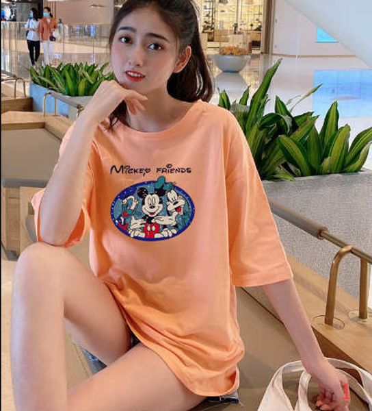 

2020 new womens designer t-shirts long length summer loose breathable plus size womens carton stlye fashion print cloths ph+zy20042404, White