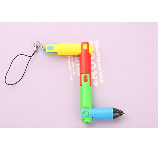 

folded ballpoint pen lovely creative student stationery cute collapsible plastic learning ballpoint pens, Blue;orange