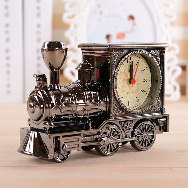 

retro metal train alarm clock vintage stand table clock reveil snooze digital clocks for students gift decoration despertador