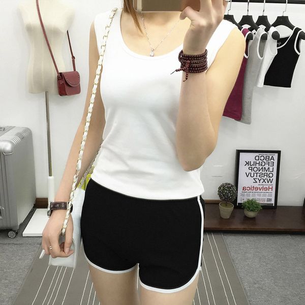 

newly women fitness sports shorts elastic waist running gym yoga breathable cotton short pants vk-ing, White;black