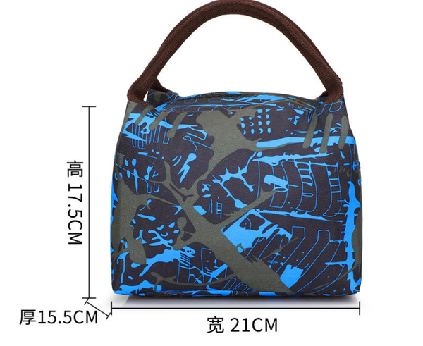 

new lunch box bag blue gray graffiti canvas women handbag lunch bag mummy, Blue;pink