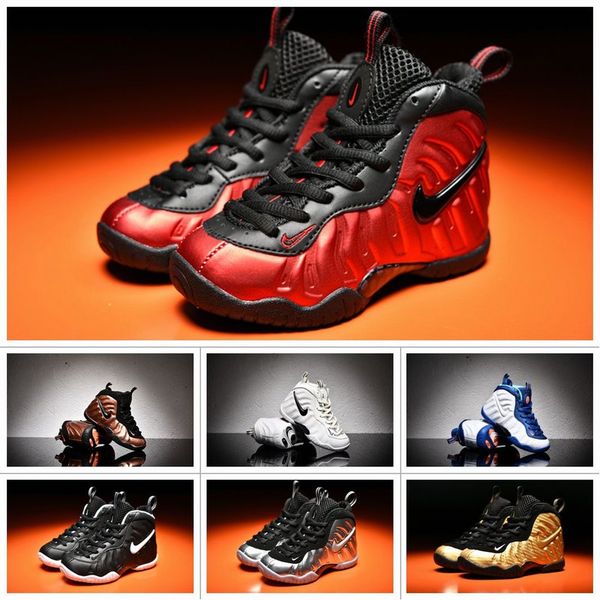 

kids air foamposite one cushion running shoes children athletic shoes girl red white boy outdoor sports jogging shoes 28-35