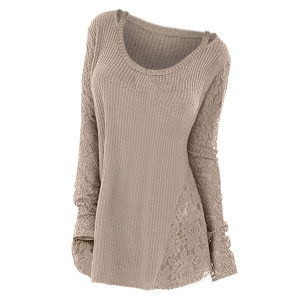 

5xl plus size lace panel floral women sweater long sleeve autumn winter knitwear jumper solid casual pullovers pull femme new, White;black