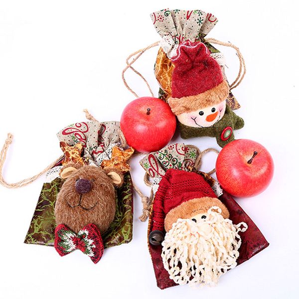 

christmas cartoon apple candy storage bag drawstring gift bags for kids children santa claus sacks christmas decoration supplies