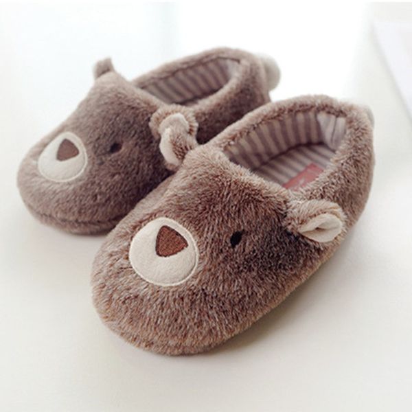 

suihyung детский тапочки мальчики зима теплый пушистый тапочки мягкий пушистый главная крытый обувь дети плюшевые животные хлопок обувь, Black;grey