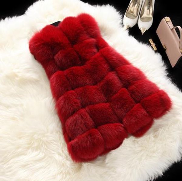 

fashion 2019 winter women's faux fur coat artificial fur vest furry vests femme jackets plus size warm fake gilet q1006, Black