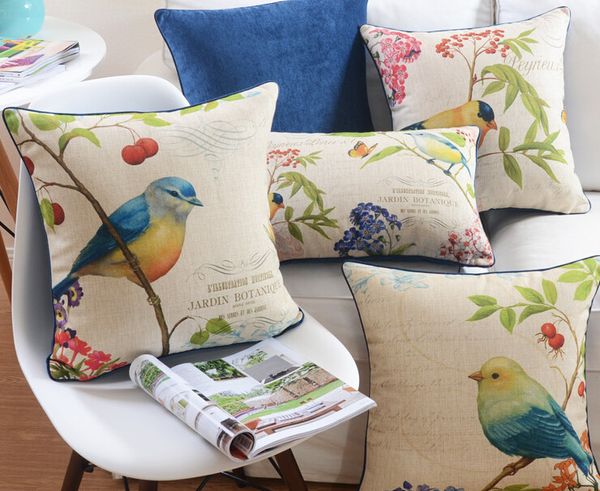 

american country european pillow ,floral birds pillow cushion ,linen pillowcase,sofa cushion home decorative pillows