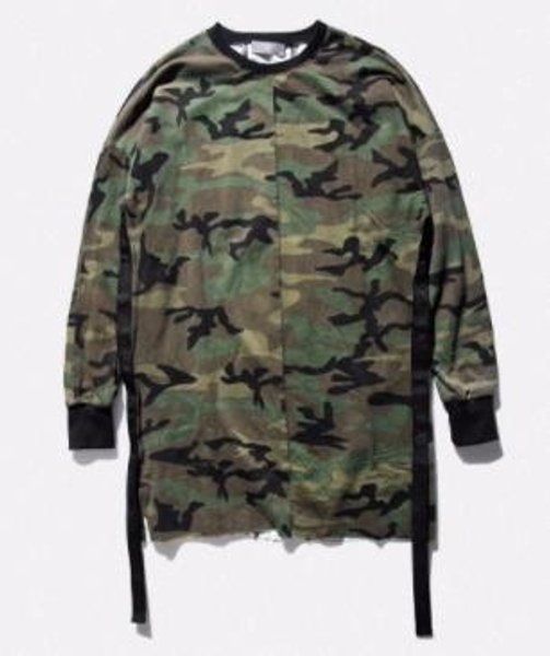 

wholesale-long sleeve t-shirt streetwear justin biber clothing t shirt kanye west camouflage hip hop swag skateboards t shirts87af#, Black;red