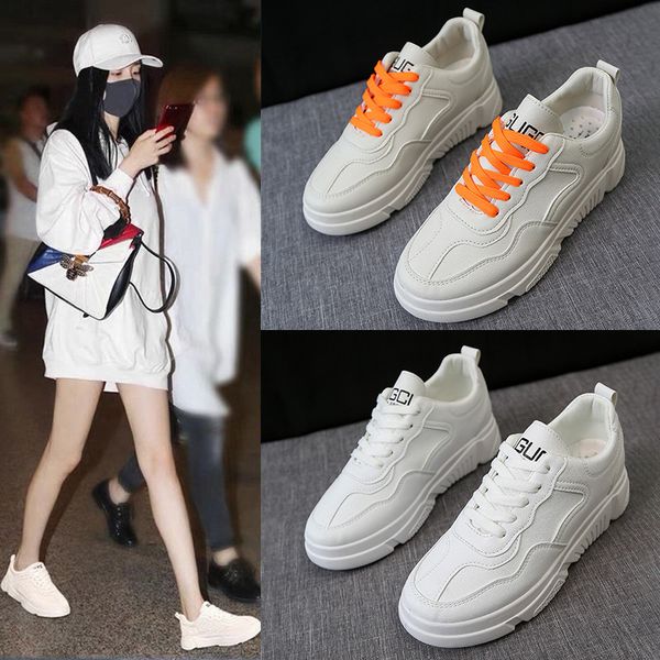 

white shoes women's 2019 thick bottomed spring ins korean-style new style chic versatile students women's casual shoes hong kong, Black