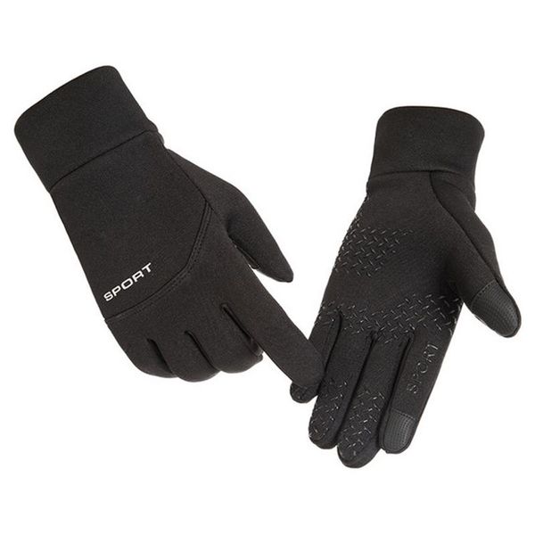 

winter sports outdoor warm gloves cycling football skid windproof waterproof touch screen fleece gloves riding equipment, Black