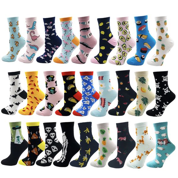 

Women's Socks Japanese Cotton Colorful Cartoon Cute Funny Happy Kawaii Skull Alien Avocado Socks for Girl Christmas GiftWomen's Socks Japane