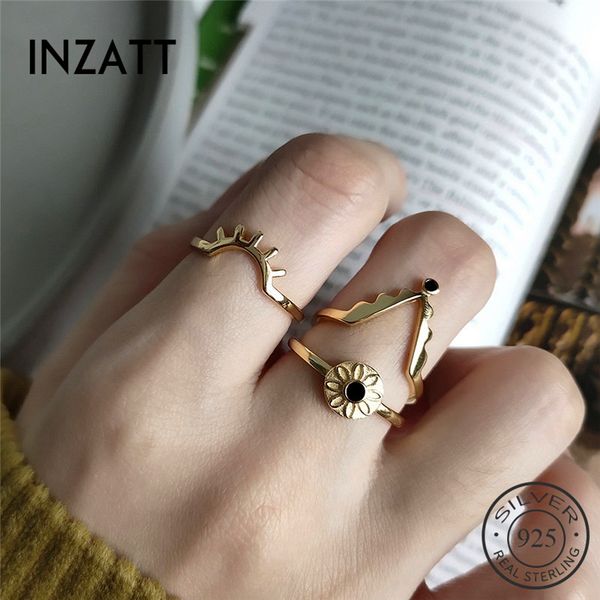 

inzareal 925 sterling silver zircon v geometric ring for fashion women trendy fine jewelry minimalist accessories 2019 gift, Golden;silver