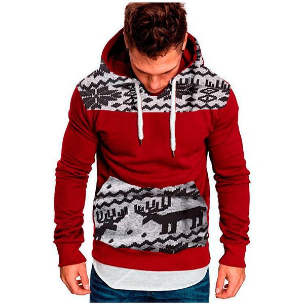 

2018 mens designer hoodies autumn new men's fashion christmas deer hooded long-sleeved slim sweater fashion pullovers, Black