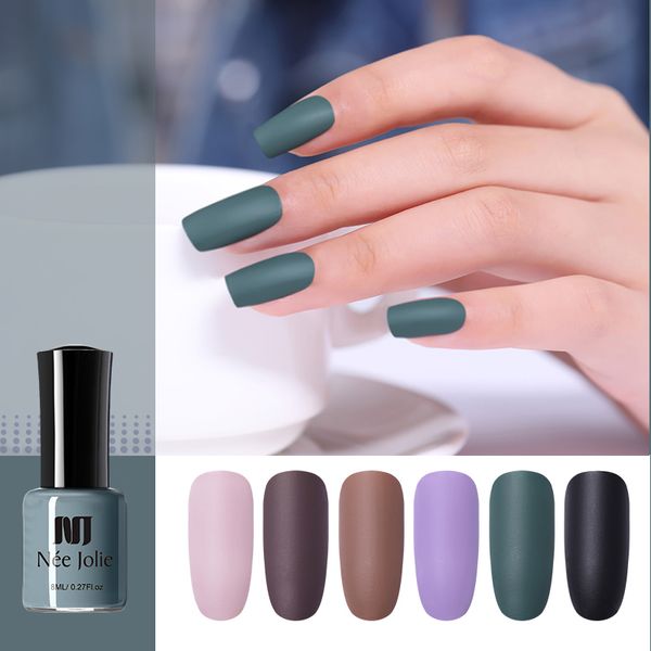 

nee jolie 8ml matting nail polish new bottle black purple pure colors nail varnish for art design 12 colors available