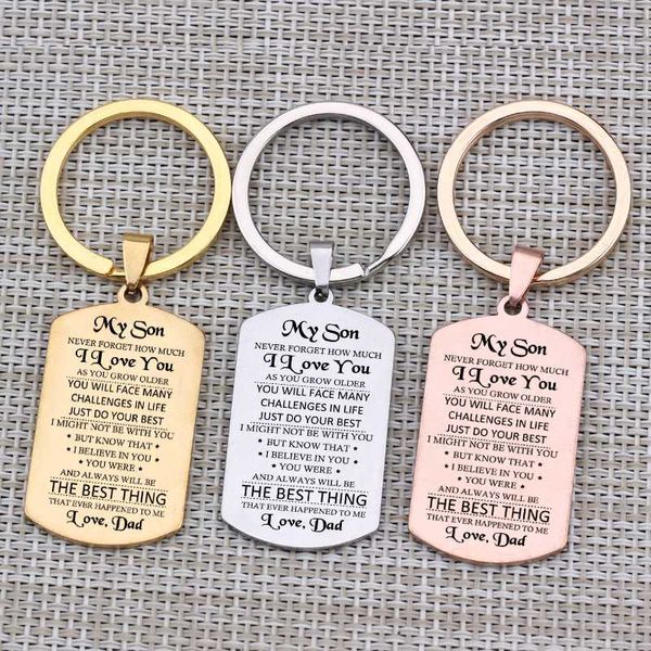 

my son love dad engraved keychain i love you cool boys dad keyring birthday inspire just do your son gift 1 pcs key fob, Silver