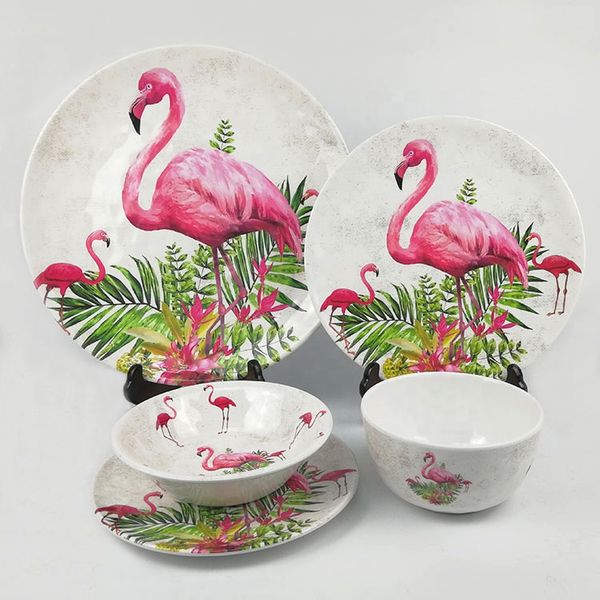 

set of 4 custom print wholesale plastic melamine dinnerware sets