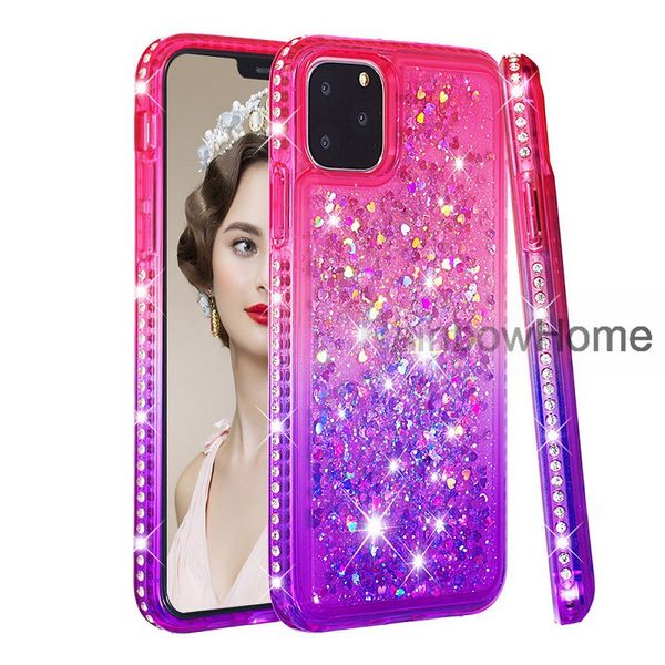 Casos de telefone TPU Soft Case Glitter Quicksand líquido faísca brilhante Bling diamante para iPhone 11 Pro Max XS XR Samsung S10 Nota 10 à prova de choque