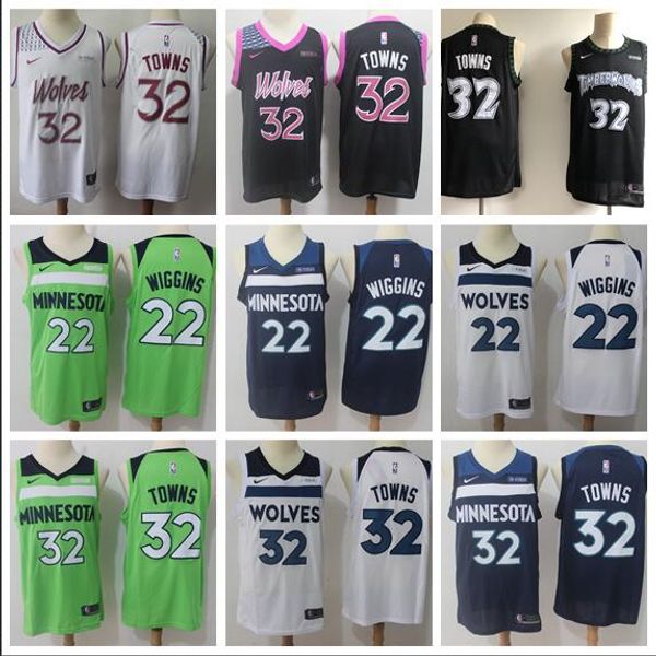 

men's minnesota shorts timberwolves 32 town 22 wiggins green white red 2019/20 icon edition swingman jersey and shorts, Blue;black