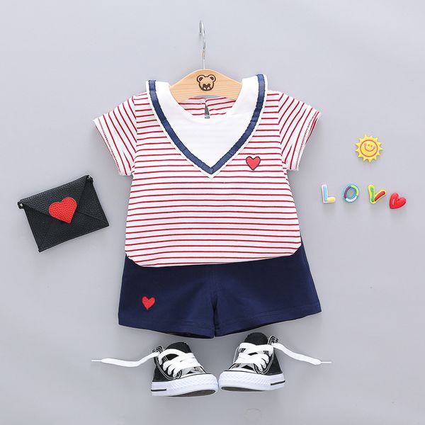 

0-4 years boy girl clothing set 2019 summer new casual cute kid children baby clothing t-shirt+pant 2pcs, White