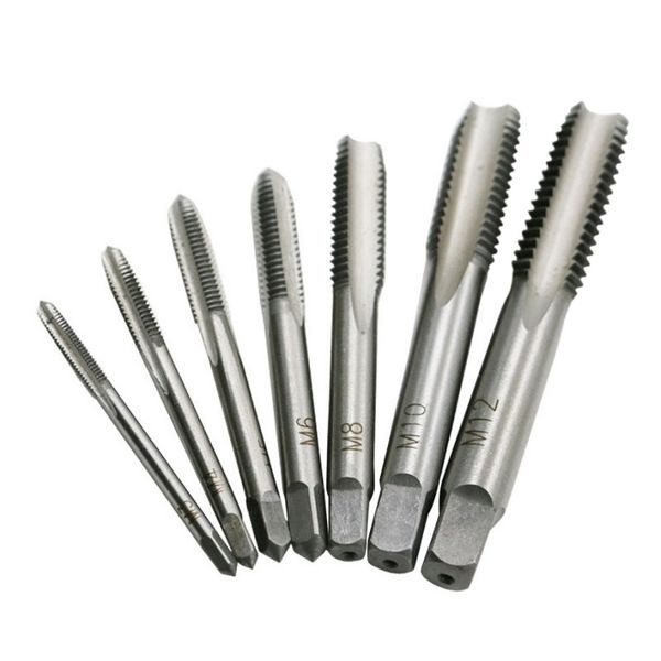 

7pcs/set bearing steel taper square m3-m12 machine spiral point straight fluted screw thread hand tap drill