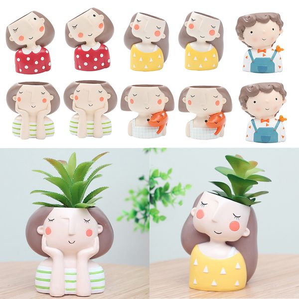 

10pcs/set cute flowerpot resin succulent planter desk mini decr ornament