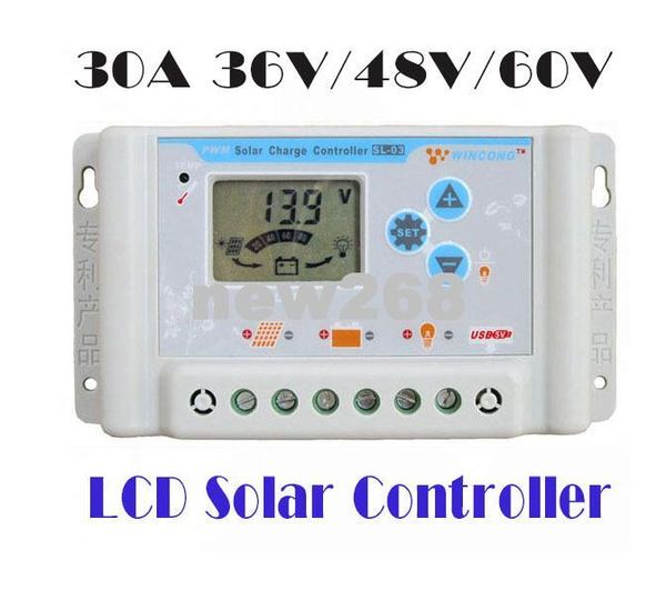 Freeshipping 30A 36V/48V/60V wincong sl03-48 Solarladeregler USB LCD Li Li-Ionen-Lithium-LiFePO4-Batterien Solarladeregler