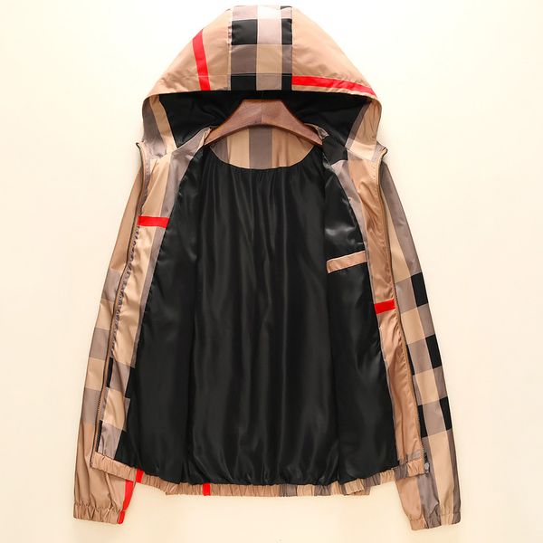 

мужская мода капюшон jacekts престижное вскользь шотландка печать thin пальто мужские куртки конструктора марка ветрозащитный одежда 2020 дл, Black;brown