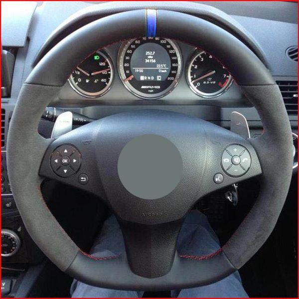 

mewant black genuine suede steering wheel cover for slr-class 2009 sl-class 63 65 2009-2012 slk-class 55