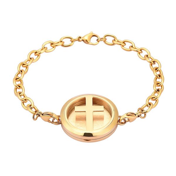 

ijl3010 полый крест из нержавеющей стали ароматерапия keepsake браслет эфирные масла диффузор духи бесплатно 12 колодки мемориальный браслет, Silver